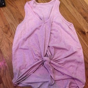 Blush pink workout front tie shirt